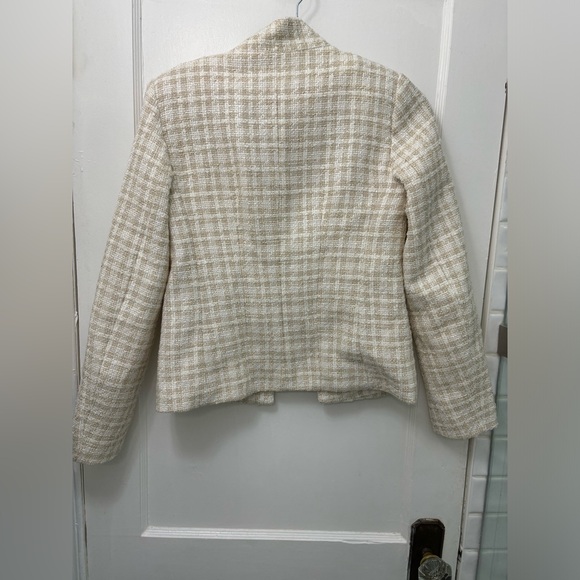 Zara Cream Tweed Texture High Collar Blazer jacket - Picture 6 of 6